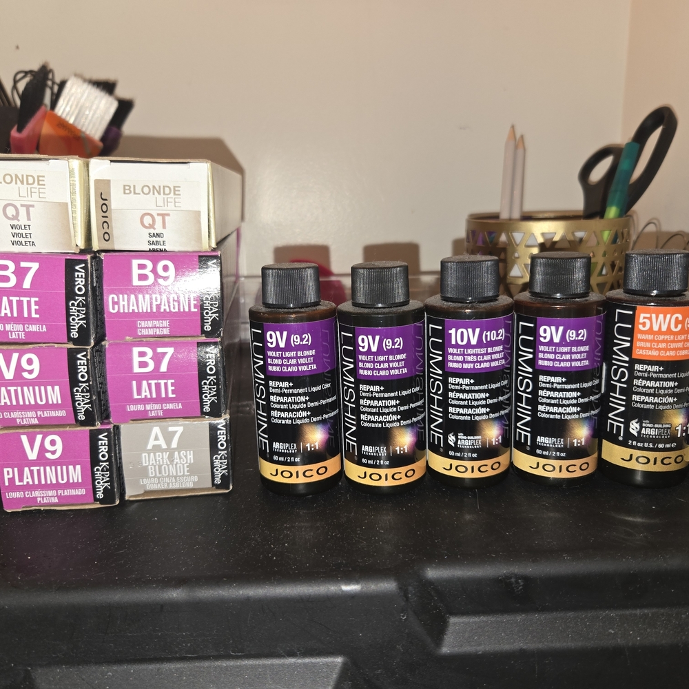 Joico Lumishine Violet and Black Hair Color Bottles
